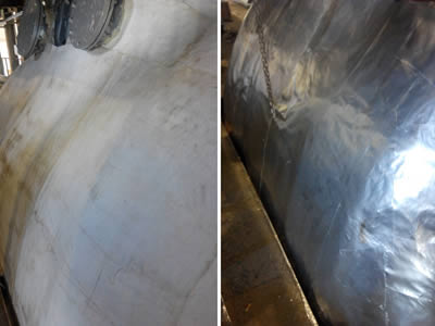 Wrapping cloth and aluminum foil have been applied over the surface of boiler.