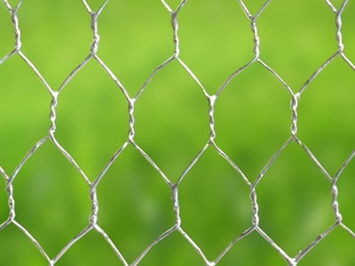 Hexagonal mesh with weaving first and then galvanizing.