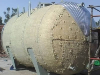 Rock wool has been perfectly applied over the big tank.