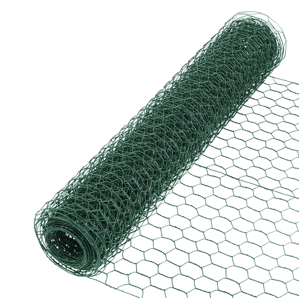 A roll of vinyl coated poultry netting on white background.